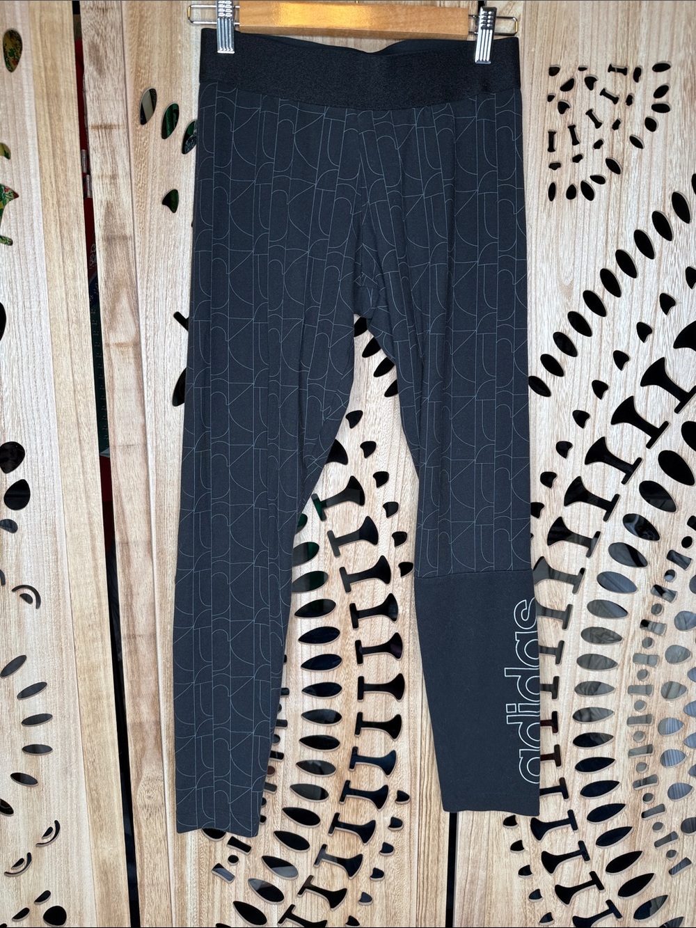 adidas Black Graphic Logo Performance Leggings for Women